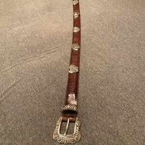 Brighton Brown Leather Belt with Silver Accents